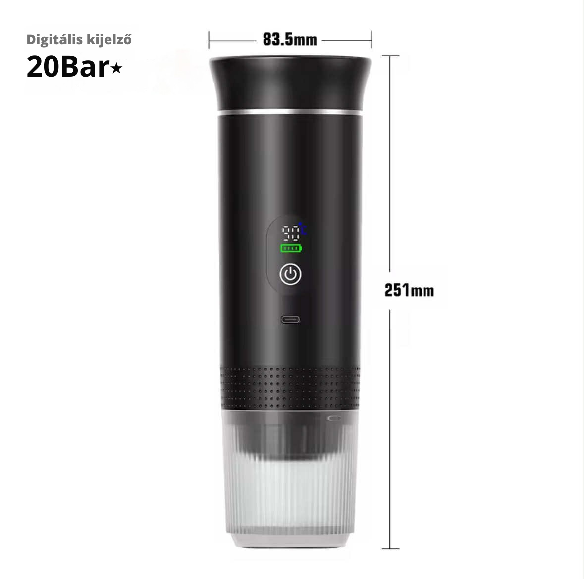 PocketCaffé – Hordozható, vezeték nélküli kávéfőző (érintőképernyős)