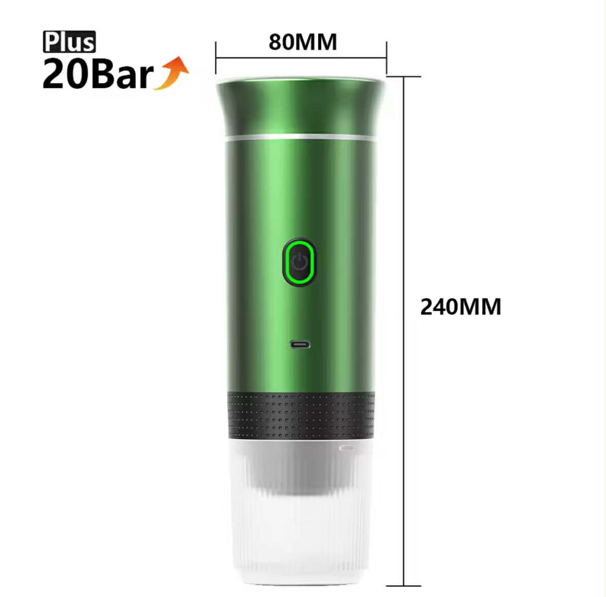PocketCaffé – Hordozható, vezeték nélküli kávéfőző (zöld)