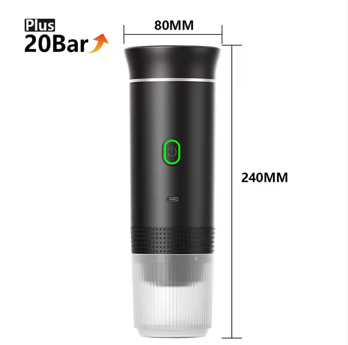 PocketCaffé – Hordozható, vezeték nélküli kávéfőző (fekete)