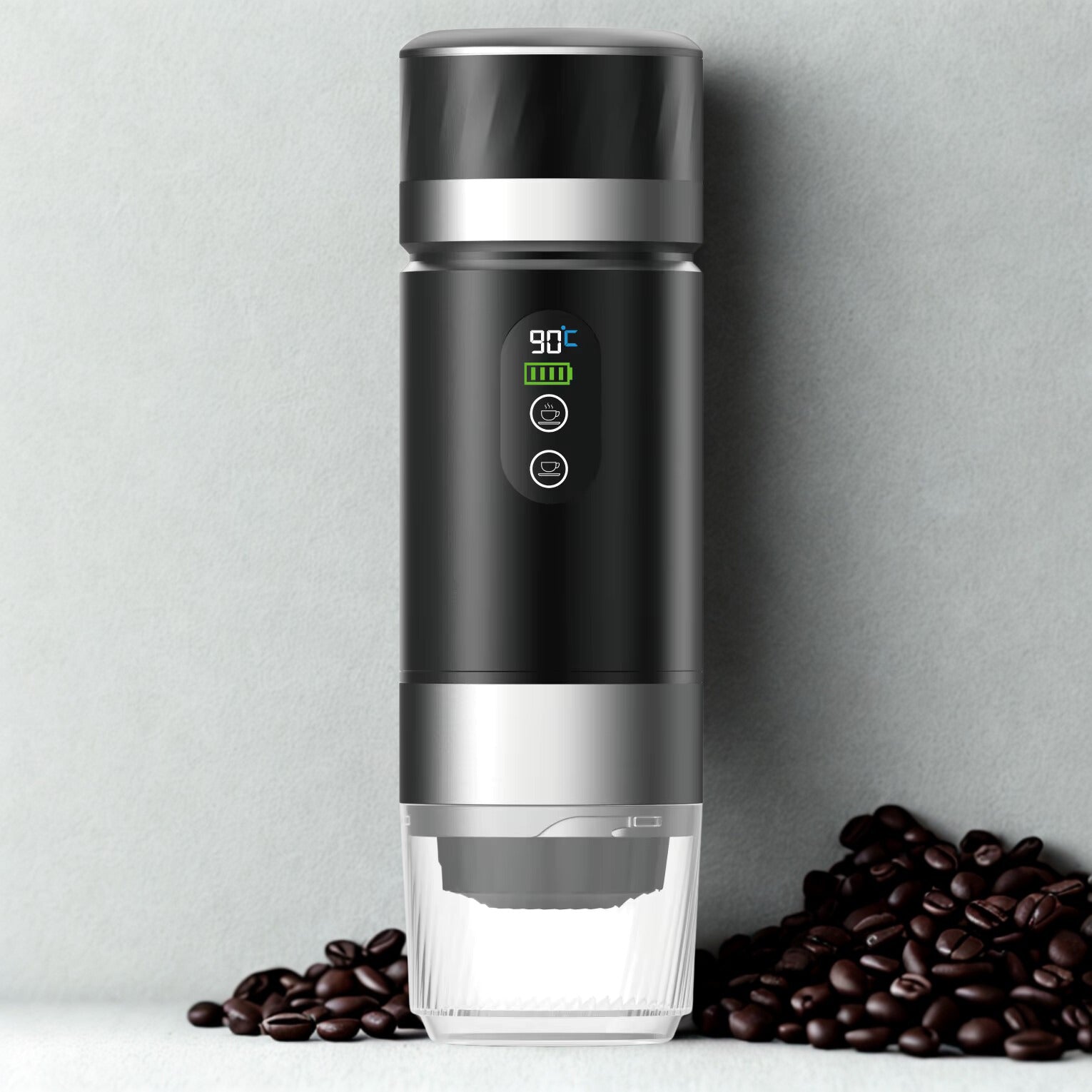 PocketCaffé – Hordozható, vezeték nélküli kávéfőző (fekete)