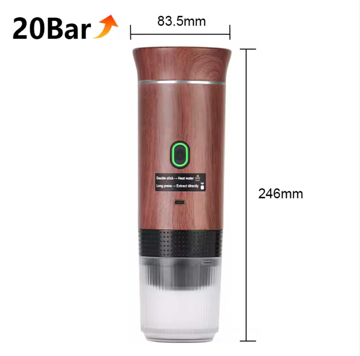PocketCaffé – Hordozható, vezeték nélküli kávéfőző (barna)